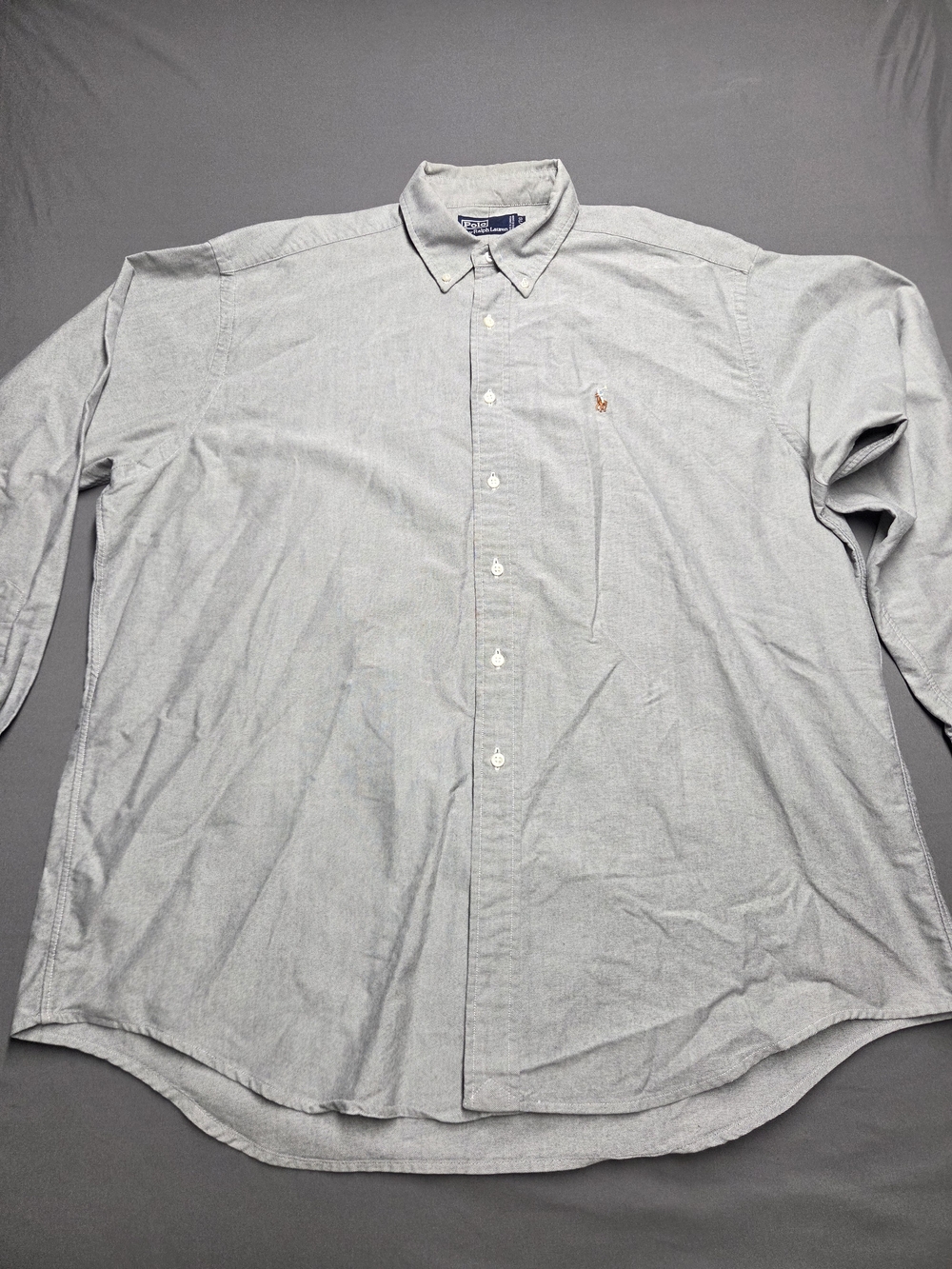 Vintage Polo Ralph Lauren Made in Canada Grey Oxford Shirt Men's Size XL TG